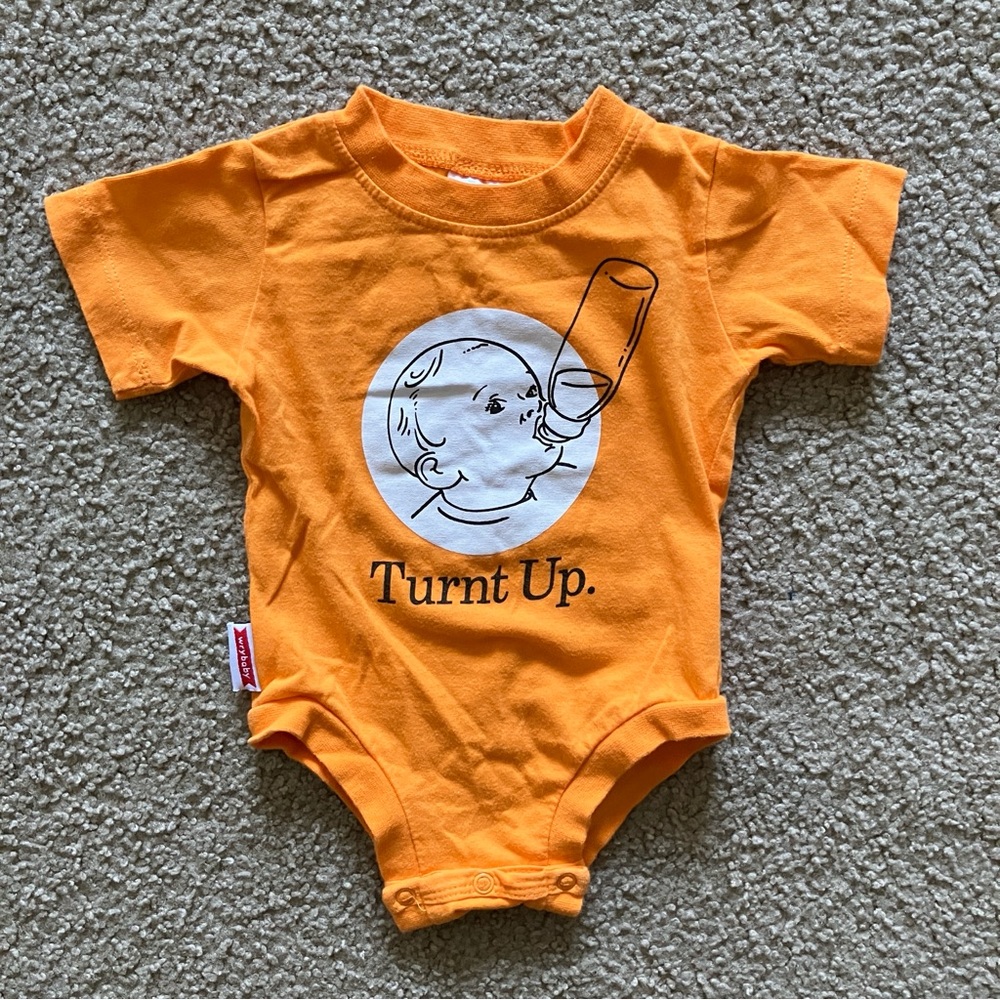 Wrybaby Orange Baby Onesie with Graphic